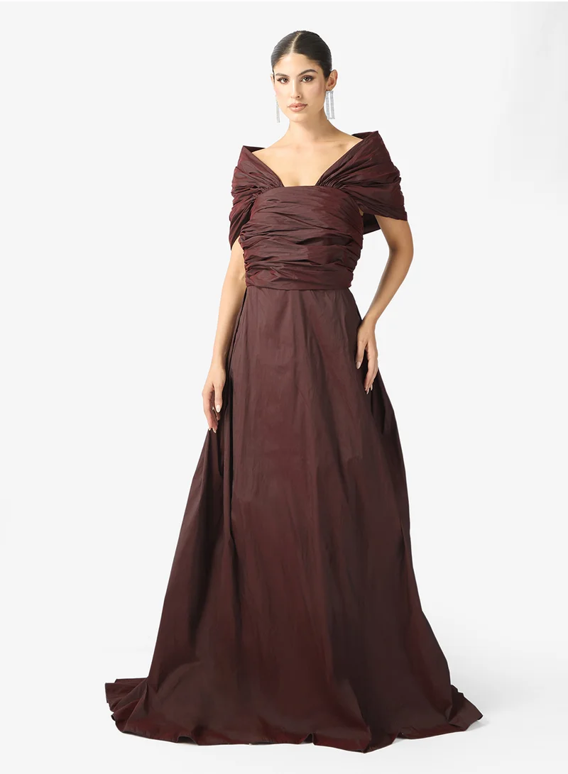off-shoulder evening dress