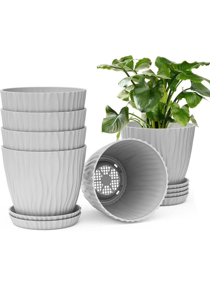 Plant Pots，Plant Pots with Drainage，Pots with Drainage Hole and Trays, Modern Decorative Pots for All House Plants,Succulents, Flowers, and Seeding Nursery（Pack of 4） - Image 1