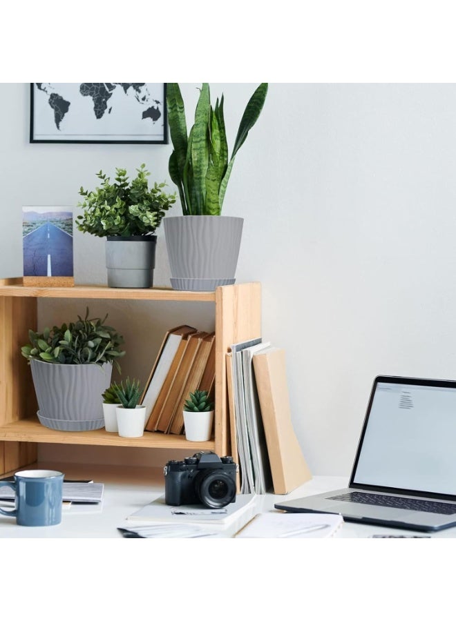 Plant Pots，Plant Pots with Drainage，Pots with Drainage Hole and Trays, Modern Decorative Pots for All House Plants,Succulents, Flowers, and Seeding Nursery（Pack of 4） - Image 5