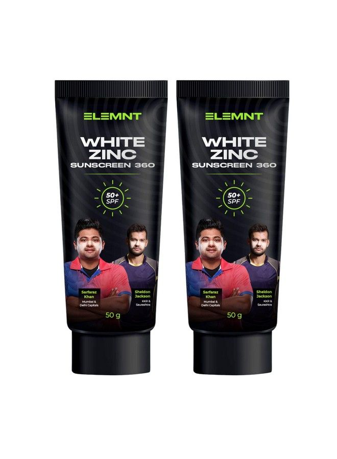 elemnt White Zinc Sunscreen 360 Combo Pack 2X50Gm ; Spf 50 Zinc Sunscreen For Cricketers & Sports Paraben & Sulphate Free Water & Sweat Resistant Sunscreen That Lasts 3 Hrs+ (Pack Of 2 100Gm) - Image 2