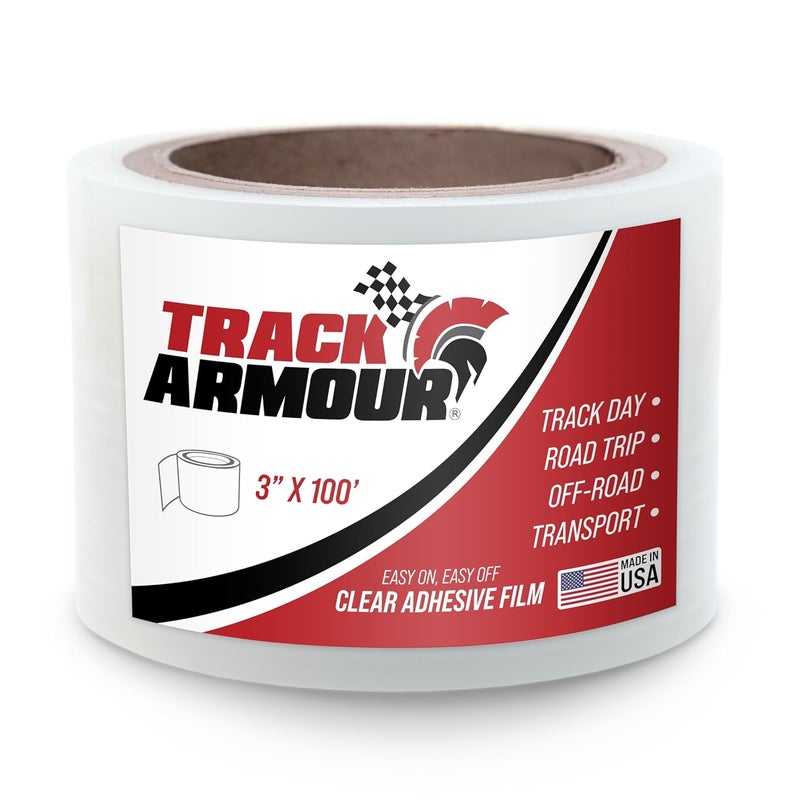 TRACK ARMOUR [TRACKARMOUR] 3" × 100' - فيلم حماية الطلاء المؤقت للسيارة أو الشاحنة أو الدراجة النارية. فيلم لاصق شفاف لحماية الطلاء، غلاف شفاف أو تغليف لأيام السباق، ورحلات الطرق والمغامرات خارج الطرق. - Image 1