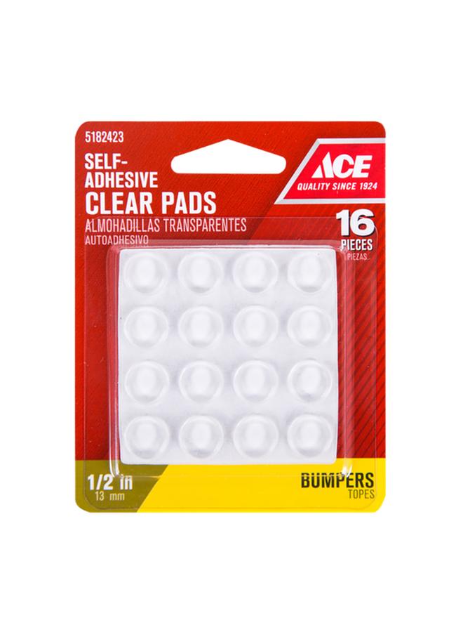 ACE 16-Piece Vinyl Round Self Adhesive Protective Pads Clear 0.5inch - Image 1