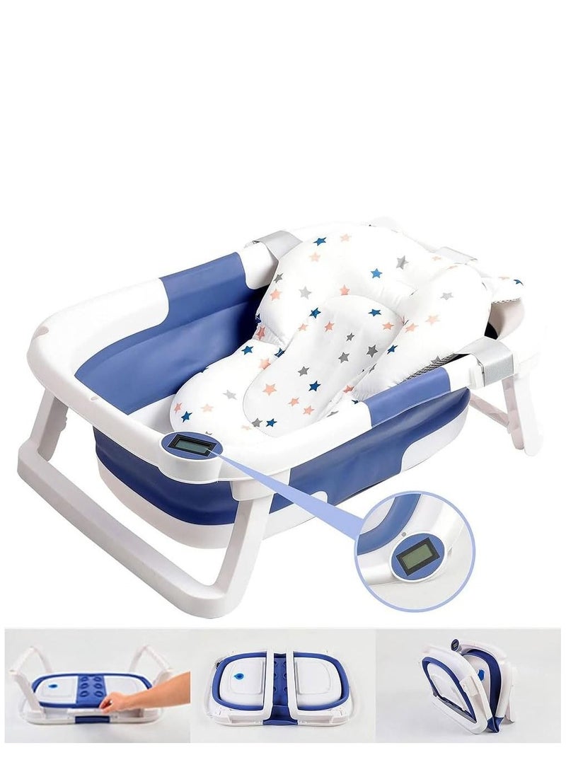 Cool Baby COOLBABY collapsible baby bathtub,baby bath tub with soft cushion & thermometer,portable travel bathtub with drain hole,to toddler 0-36 months. - Image 1