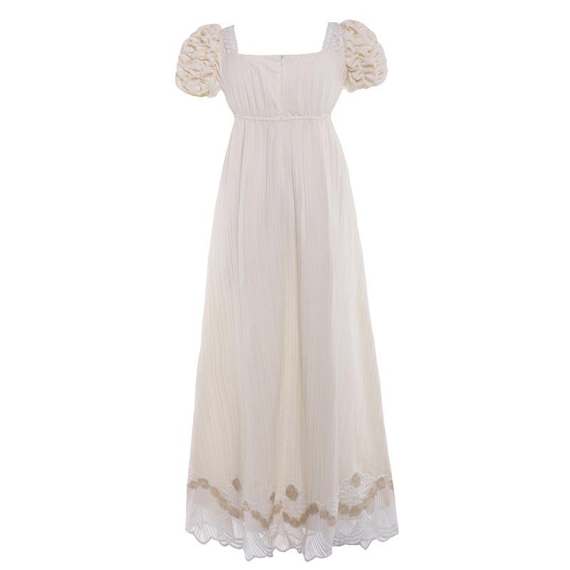 Vibsion Regency Dresses for Women Puff Sleeve Empire Waist Victorian Retro Dress Luxurious Lace Party Gown XXL - Image 3