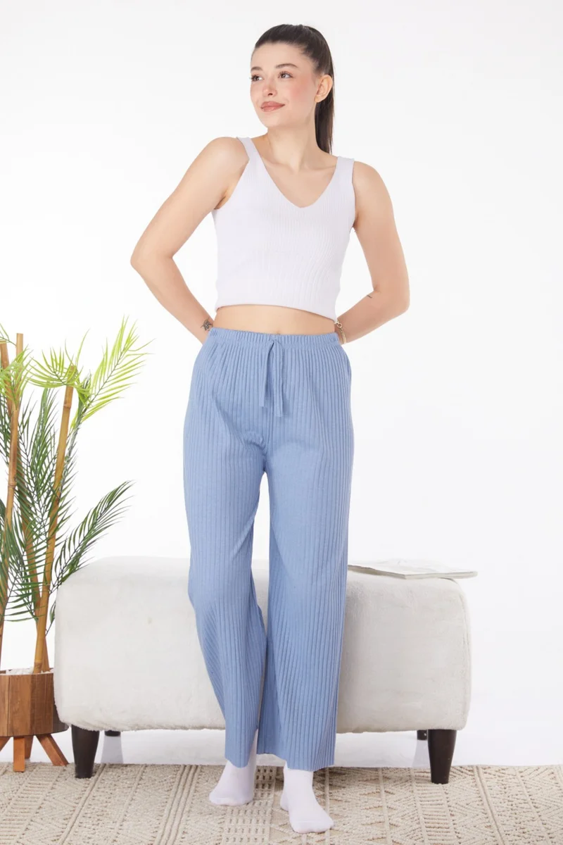 Tofisa Plain Medium Women's Blue Pajama Bottoms - 25855
