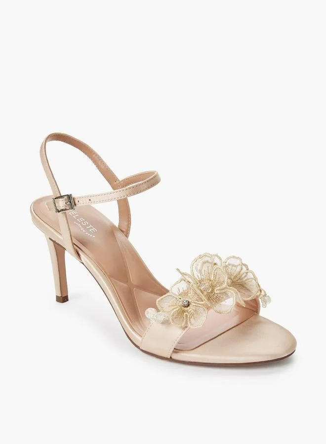 Celeste BEIGE Women Floral Embellished Stiletto Heel Sandals for Women | Best Price UAE