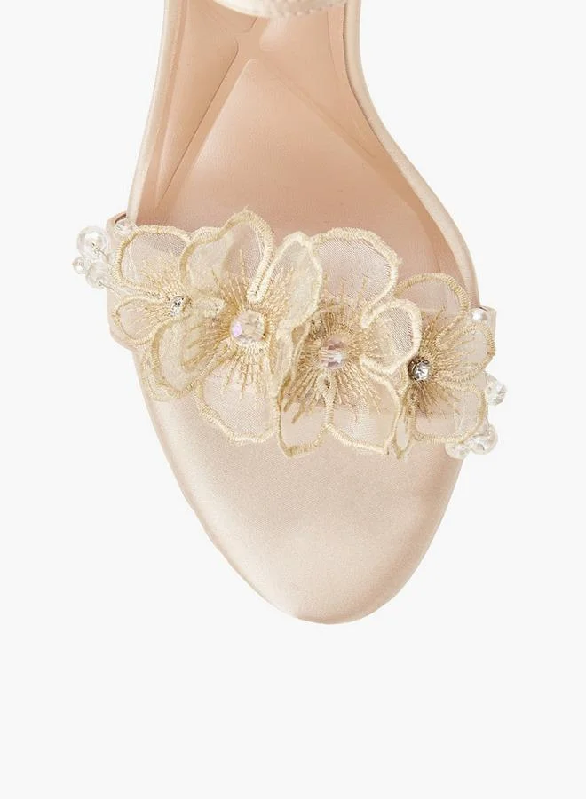 Celeste BEIGE Women Floral Embellished Stiletto Heel Sandals for Women | Best Price UAE