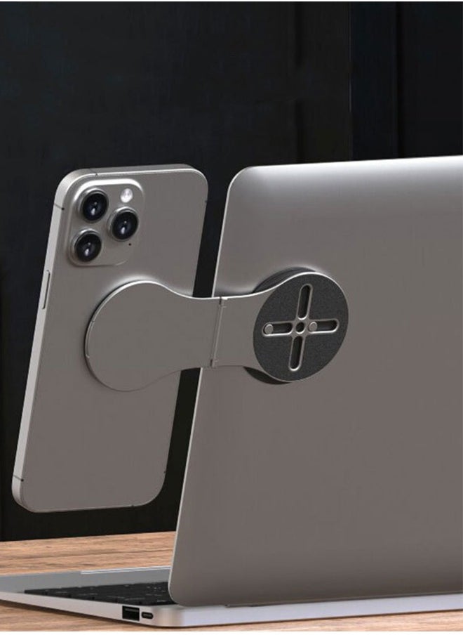 Generic Magnetic Phone Holder  Detachable Phone Holder for Laptop and Car - Foldable and Adjustable Strong Magnetic Phone Holder  For Cell Phones Black  - Image 5
