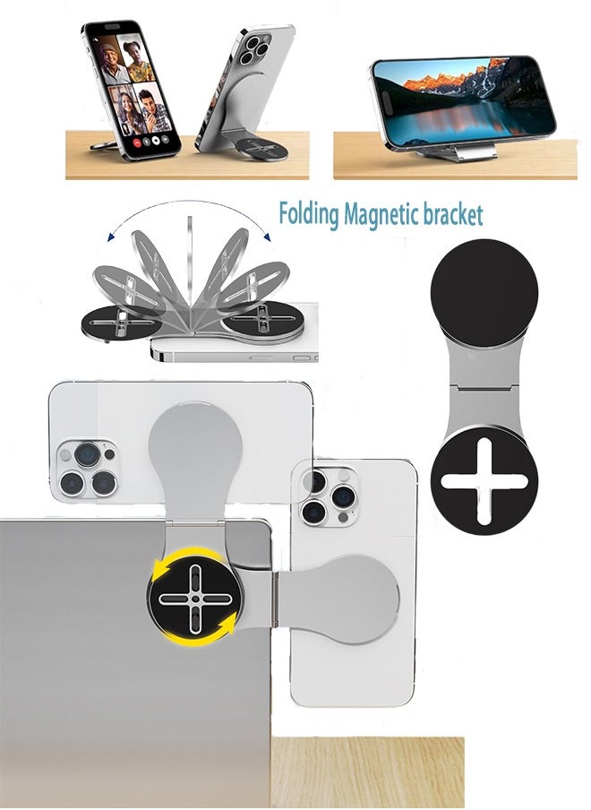Generic Magnetic Phone Holder  Detachable Phone Holder for Laptop and Car - Foldable and Adjustable Strong Magnetic Phone Holder  For Cell Phones Black  - Image 1
