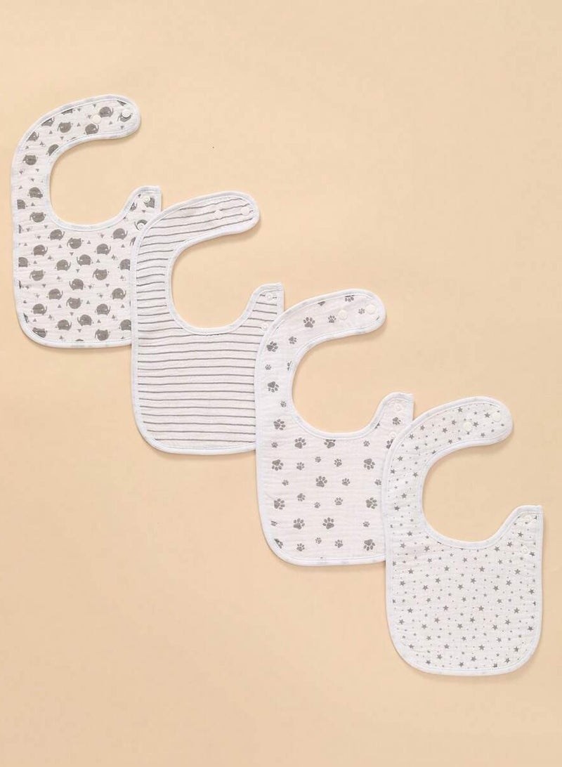 Kisunya Baby Bib - 4pcs Baby Muslin Cotton Saliva Towel Bibs – Ultra Soft, Highly Absorbent, Lightweight and Breathable Newborn Drool Bibs with Adorable Patterns – Gentle on Sensitive Skin, Ideal for Feeding, Teething, and Everyday Use – Portable, Easy to Clean, and Reusable Baby Essentials - Image 2