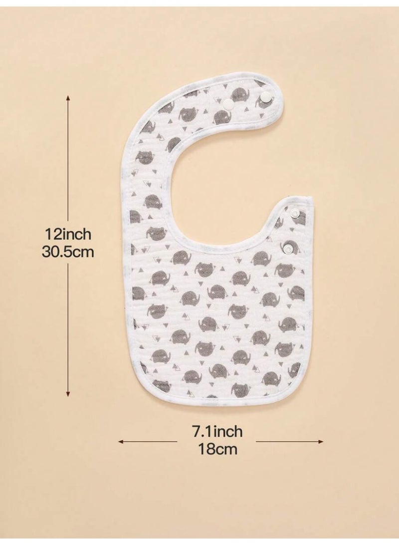Kisunya Baby Bib - 4pcs Baby Muslin Cotton Saliva Towel Bibs – Ultra Soft, Highly Absorbent, Lightweight and Breathable Newborn Drool Bibs with Adorable Patterns – Gentle on Sensitive Skin, Ideal for Feeding, Teething, and Everyday Use – Portable, Easy to Clean, and Reusable Baby Essentials - Image 5