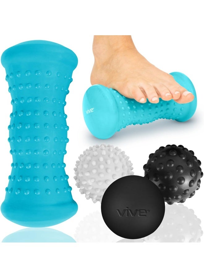 VIVE Massage Ball Set Foot Pain Hot Cold Therapy Kit Plantar Fasciitis Heel Spur Sore Muscles Trigger Point Back Arm Neck Shoulder Leg Circulation Roller Pt Spike Massager - Image 1