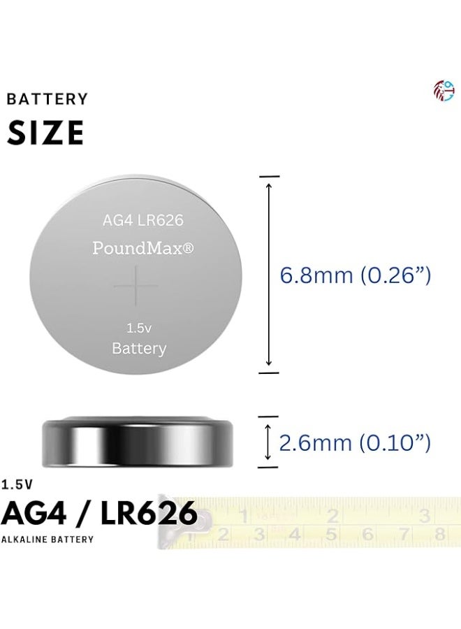PoundMax 10 X AG4 376/377 LR66 SR626 SR626SW 1.5v ALKALINE BUTTON CELL BATTERY - Image 1
