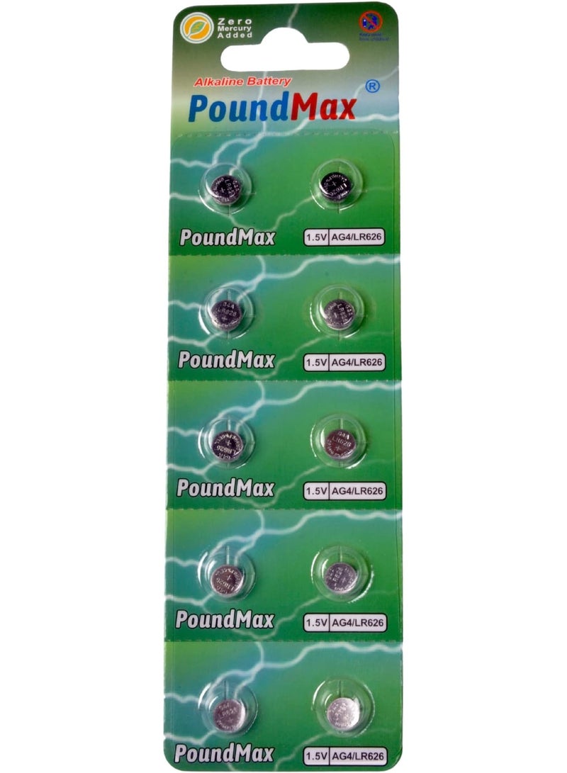PoundMax 10 X AG4 376/377 LR66 SR626 SR626SW 1.5v ALKALINE BUTTON CELL BATTERY - Image 3