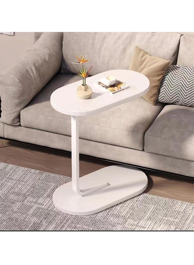 Generic C Shaped Side Table with Metal Frame Coffee Bed Couch End Table Laptop Holder Table for Living Room Bedroom Bedside  - Image 1