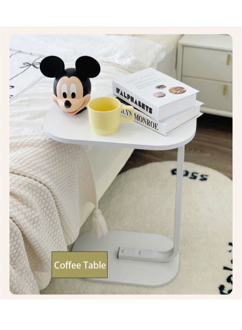 Generic C Shaped Side Table with Metal Frame Coffee Bed Couch End Table Laptop Holder Table for Living Room Bedroom Bedside  - Image 4