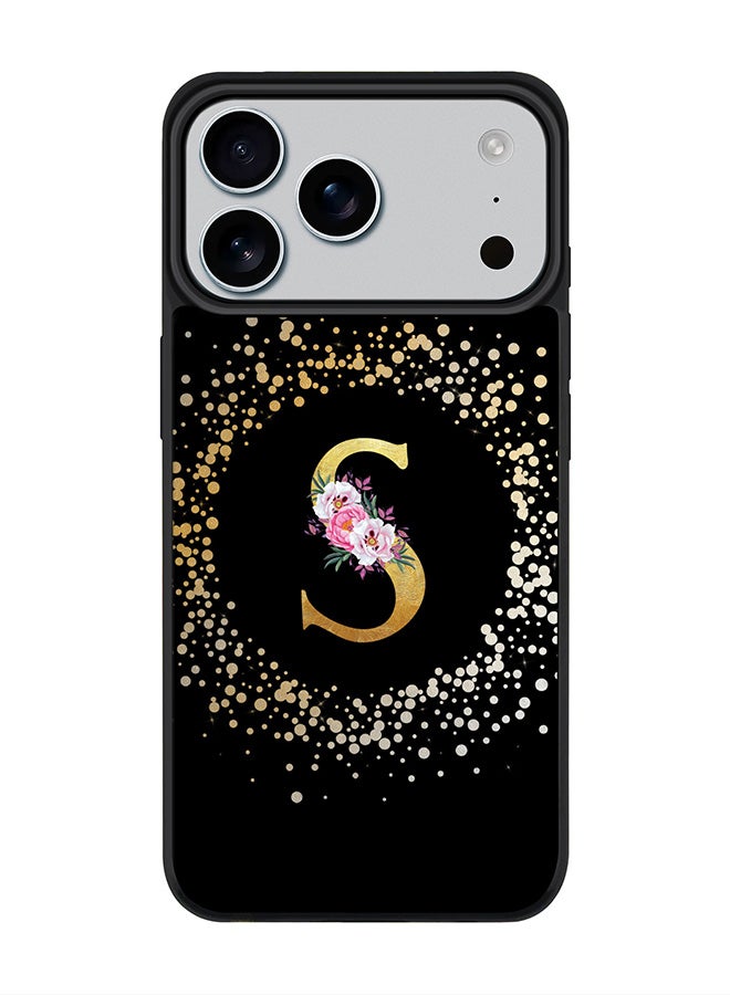 Stylizedd iPhone 17 Pro Max Case, [Compatible with MagSafe] Slim Magnetic cover Phone Case iPhone 17 Pro Max -Custom Monogram Floral - S ( Black ) - Image 1