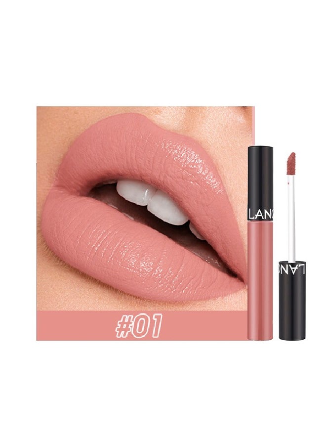 LANGMANNI - Intense Wear Matte Lip Stick,Nude Lipstick Velvet Lip Gloss Lip Stain Long Lasting Waterproof Nude Lipstick,Can Let Your Lip Look Fuller,Works Great For Aging Or Thinning Lips(01#) - Image 1
