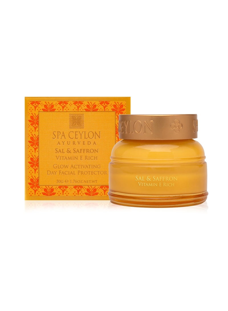 spa ceylon Sal and Saffron Vitamin E Enriched Glow Activating Day Facial Protector | Hydrating Sunblock Skin Nourishment | Brighter Natural Glow | Dry Skin |50g - Image 1