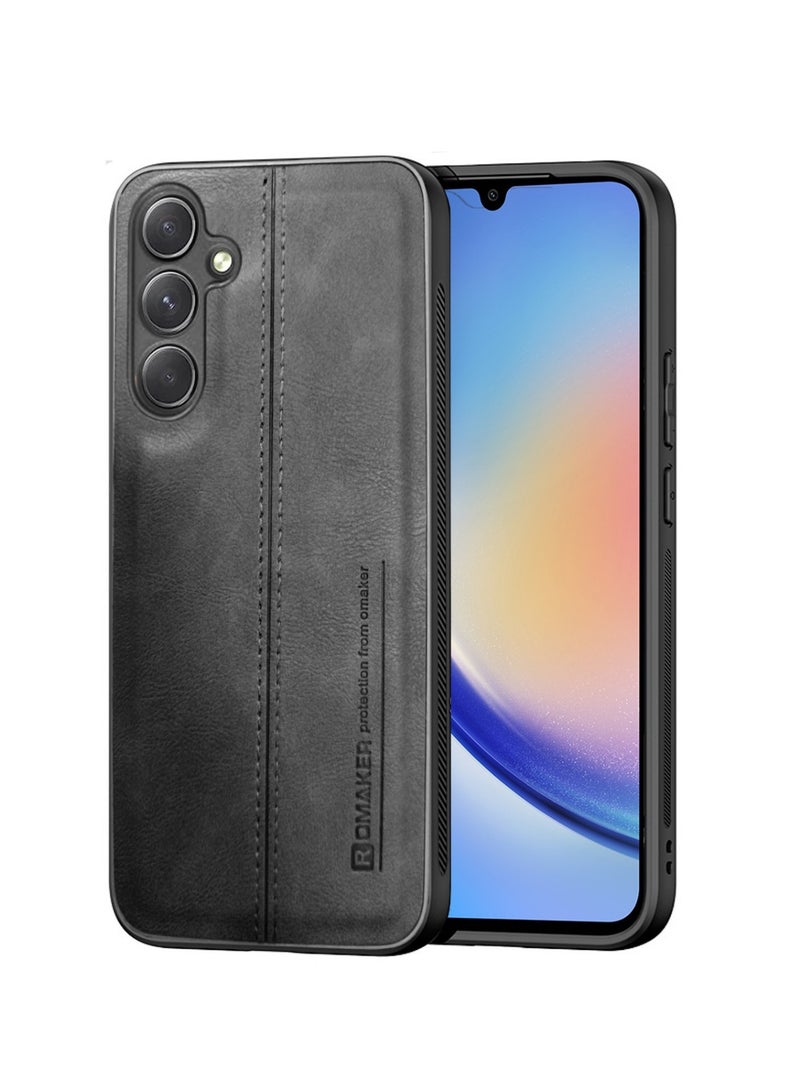 Techie Premium Stylish PU Leather Shockproof Back Cover Case for Samsung Galaxy A34 - Black  - Image 1