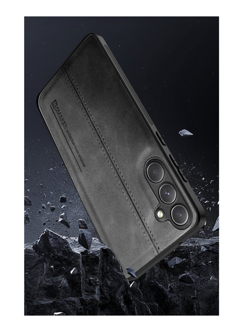 Techie Premium Stylish PU Leather Shockproof Back Cover Case for Samsung Galaxy A34 - Black  - Image 3