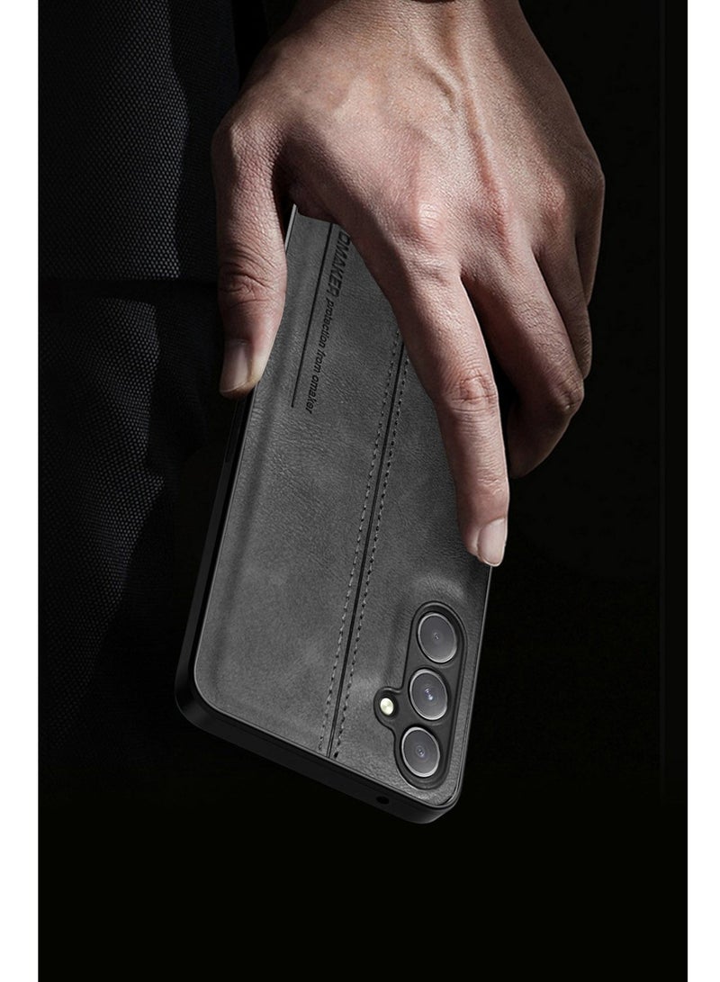 Techie Premium Stylish PU Leather Shockproof Back Cover Case for Samsung Galaxy A34 - Black  - Image 4