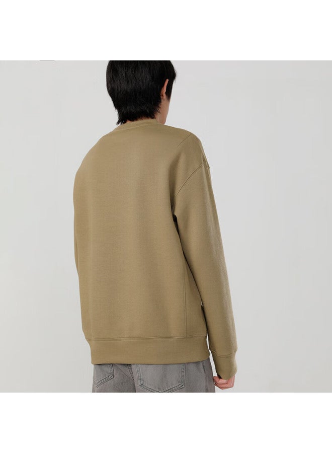 Markless Men's Autumn Winter Sweatshirt Crew Neck Five-color Air Cotton Long Sleeve Base Wyb2441m Grass Gray Yellow M - Image 1
