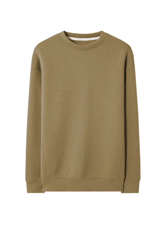 Markless Men's Autumn Winter Sweatshirt Crew Neck Five-color Air Cotton Long Sleeve Base Wyb2441m Grass Gray Yellow M - Image 3