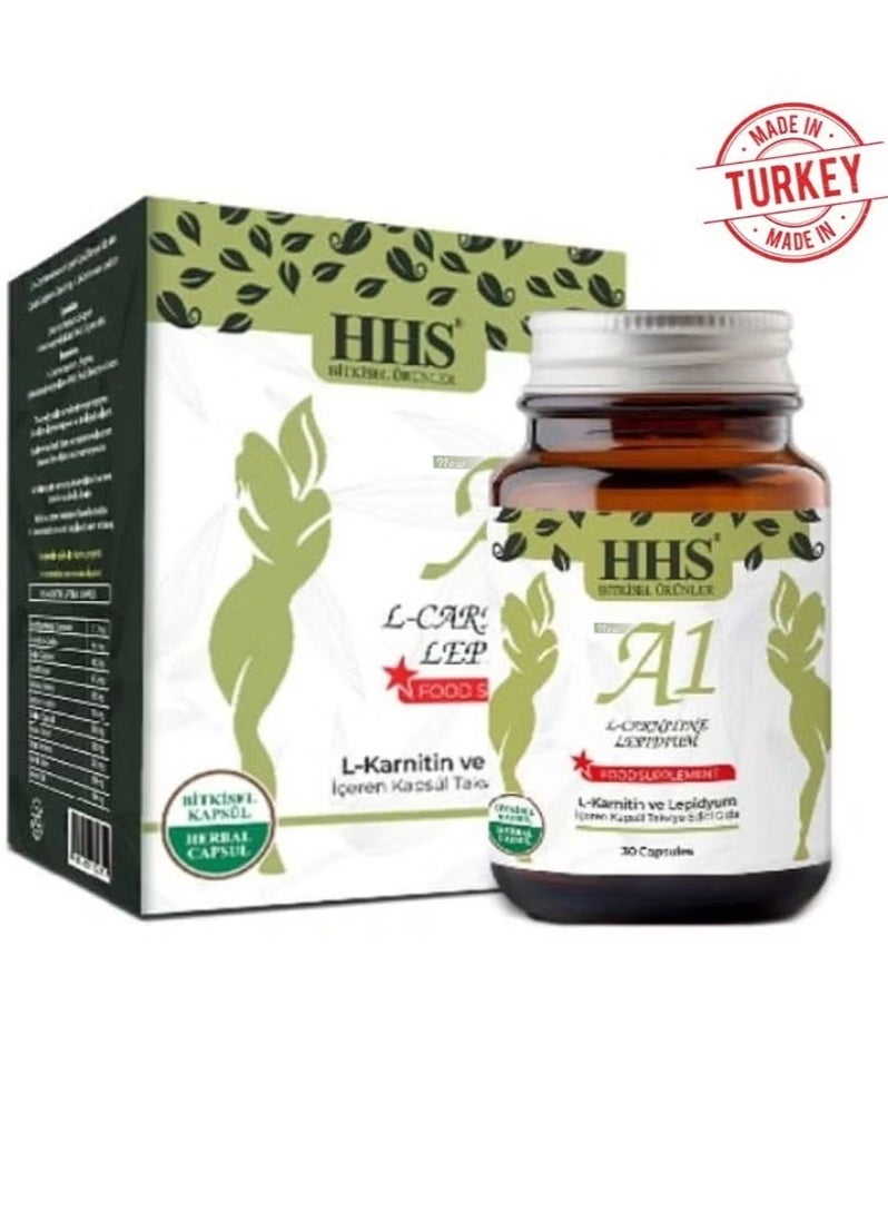 أتش أتش أس Hhs A1 L-Carnitine Lepidium - كبسولات عشبية 30 لفقدان الوزن - Image 1