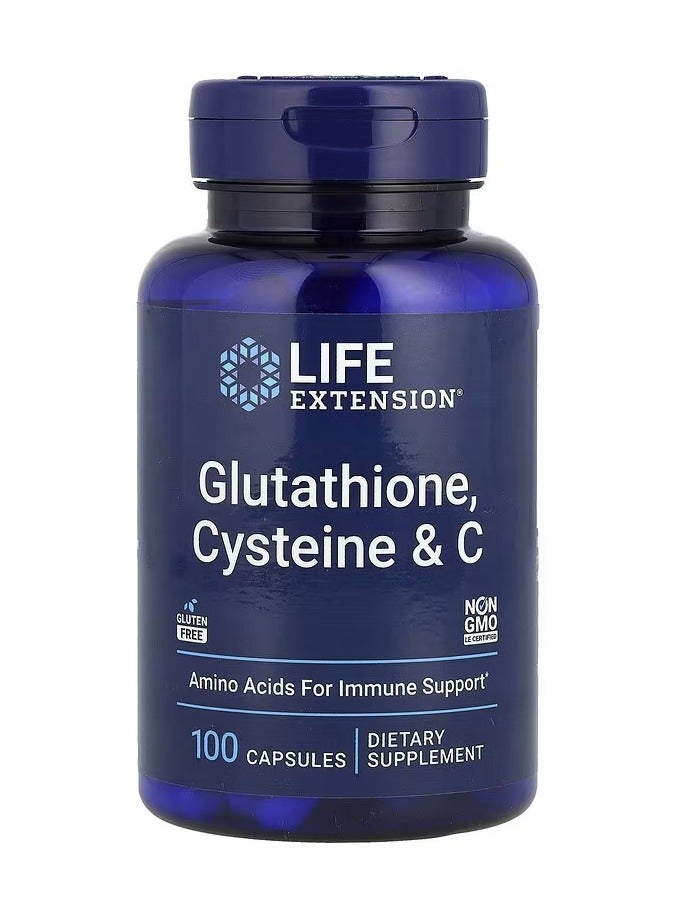 Life Extension Glutathione, Cysteine & C, Amino Acids for Immune Support, Dietary Supplement - 100 Capsules  - Image 1