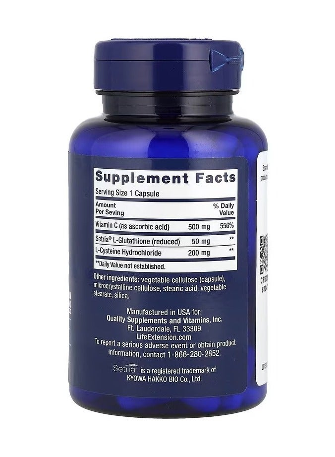 Life Extension Glutathione, Cysteine & C, Amino Acids for Immune Support, Dietary Supplement - 100 Capsules  - Image 2