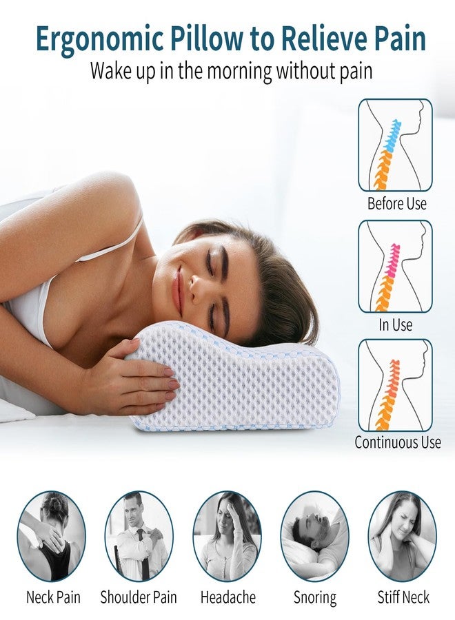 Polovo Memory Foam Pillows Neck Pillow for Pain Relief, Ergonomic Cervical Pillow Neck Shoulder Support Bed Pillow for Side Back Stomach Sleeper, Orthopedic Contour Pillow for Sleeping - Image 4