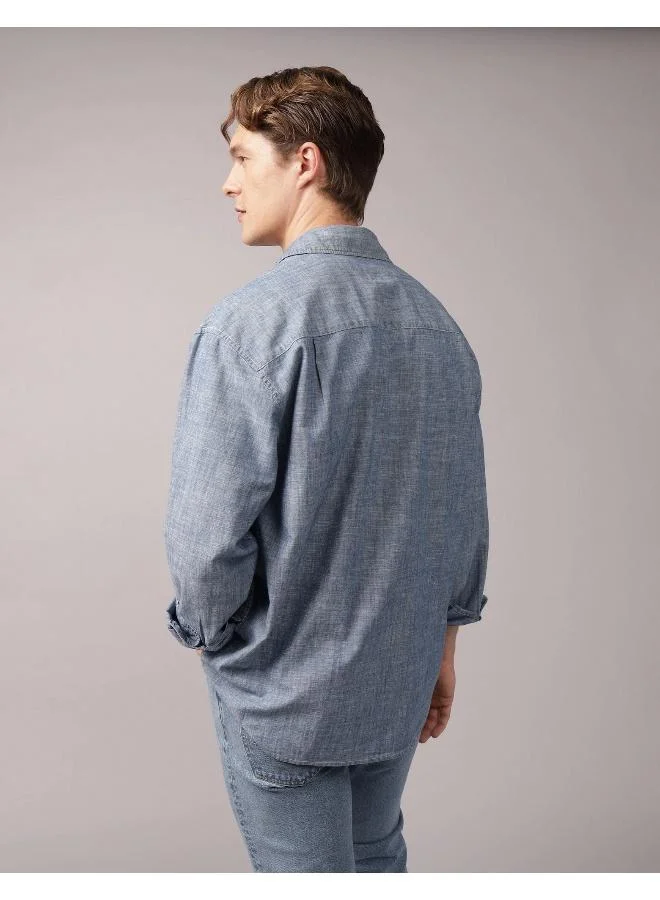 American Eagle MEDIUM WASH AE Relaxed Fit Denim Shirt for Men | Best Price UAE