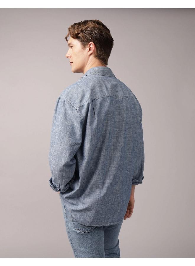 American Eagle AE Relaxed Fit Denim Shirt - Image 4