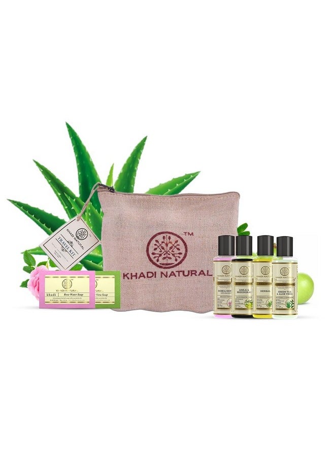 Khadi Natural Travel Kit | Skincare & Haircare Essentials On-The-Go | Lightweight & Easy To Carry | Perfect For All Skin & Hair Types | Compact Travel-Friendly Pack  - Image 1