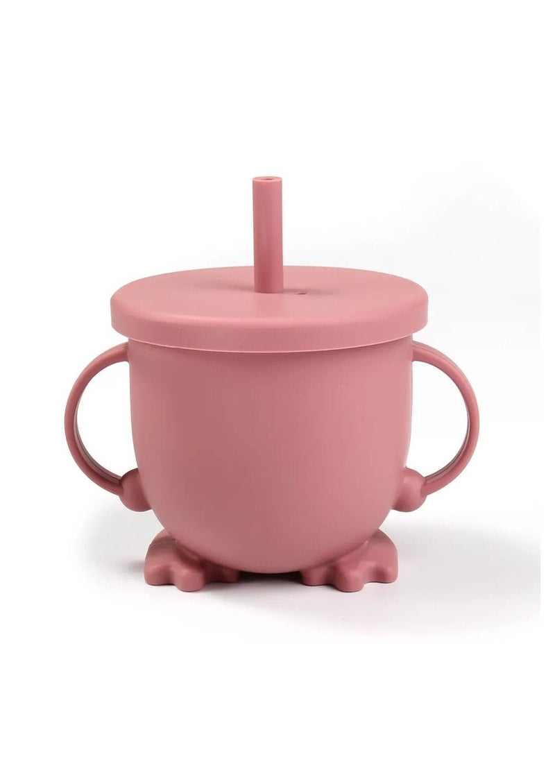 general كوب الوجبات الخفيفة المصنوع من السيليكون 2 في 1 من ليتل موكا، وردي باهت