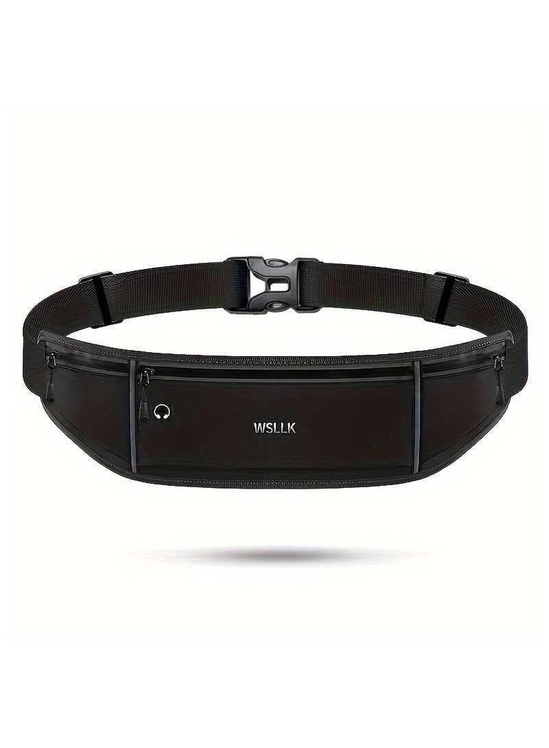 سبورت حقيبة خصر للجري للهواتف - حزام لياقة بدنية رفيع للغاية وغير مرئي مزود بجيب بسحاب، معدات ماراثون بدون استخدام اليدين للرجال/النساء، حقيبة خصر للتمرين مقاومة للعرق - Image 1