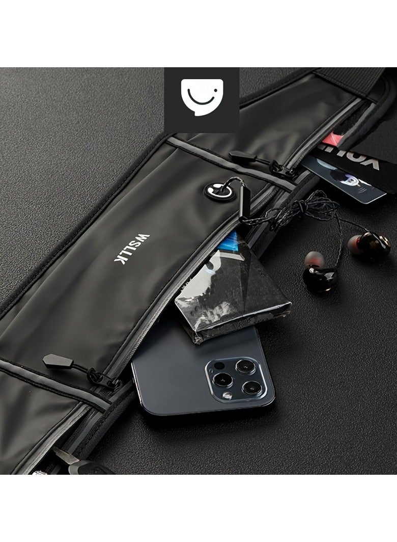 سبورت حقيبة خصر للجري للهواتف - حزام لياقة بدنية رفيع للغاية وغير مرئي مزود بجيب بسحاب، معدات ماراثون بدون استخدام اليدين للرجال/النساء، حقيبة خصر للتمرين مقاومة للعرق - Image 5