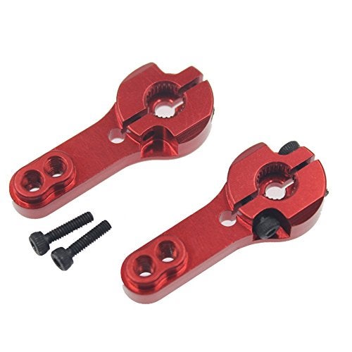 Share Goo ShareGoo 5PCS Aluminum 25T Servo Horn M3 Threads 25T Steering Arm Compatible with Futaba Savox Xcore HSP TowerPro MG Servo RC Car Truck Buggy Airplane,Red - Image 3