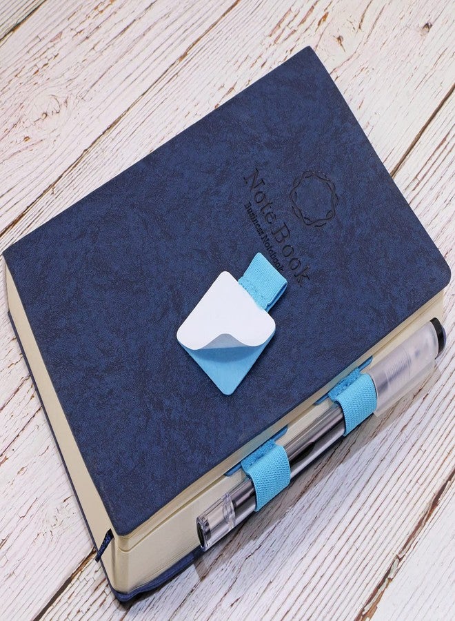 Mini Skater 3 Pcs Self-adhesive Leather Pencil Elastic Loop, Square PU Leather Pen Clip, Pen Holder for Notebooks, Journals, Clipboards, Calendars, Pens Loop Holders Creative Accessories (Blue) - Image 2