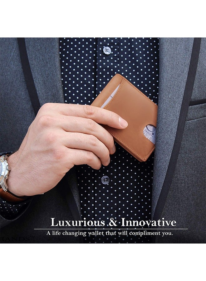 High-Quality Genuine Leather Men's Wallet - Multi-Card Slot RFID Shielding Soft Wallet, Leather Card Holder Multi-Function ID Card Anti-Demagnetization Men's Genuine Leather Wallet Men's High-End  - Image 2