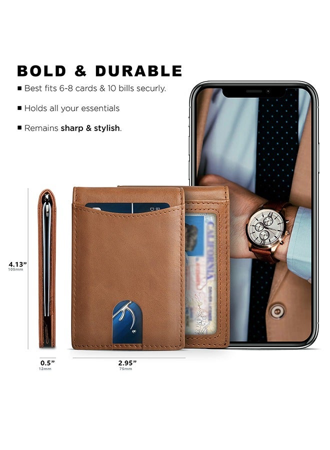 High-Quality Genuine Leather Men's Wallet - Multi-Card Slot RFID Shielding Soft Wallet, Leather Card Holder Multi-Function ID Card Anti-Demagnetization Men's Genuine Leather Wallet Men's High-End  - Image 4