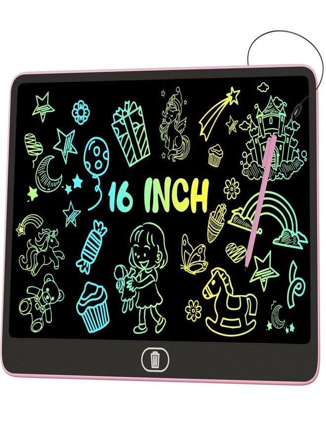 Electight 16 Inch LCD Writing Tablet for Kids [Upgraded], Electight Colorful Doodle Board, Eye Protection Drawing Tablet with High Brightness, Birthday Gift & Trip Toy for 3-8 Years Old Boys and Girls (Pink) - Image 1