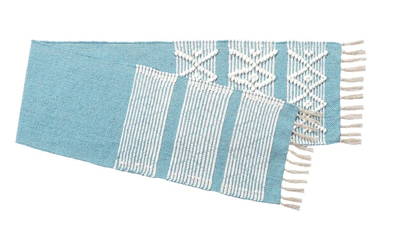 POSHREYA Cotton Table Runner for 4 6 Seater Dining Table|Centre Table|Coffee Table|Living Room|Table Decor|Eating Area|Decorative Runner|(14*72 INCHES)|Light Blue|TRPS 020 - Image 3