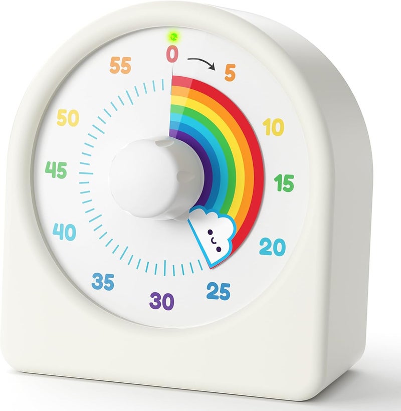 LIORQUE Visual Timer 60 Minute Countdown Timer for Children and Adults Quiet Timer with Silicone Housing Pause Function Rechargeable Battery for Kitchen School Office - Image 1