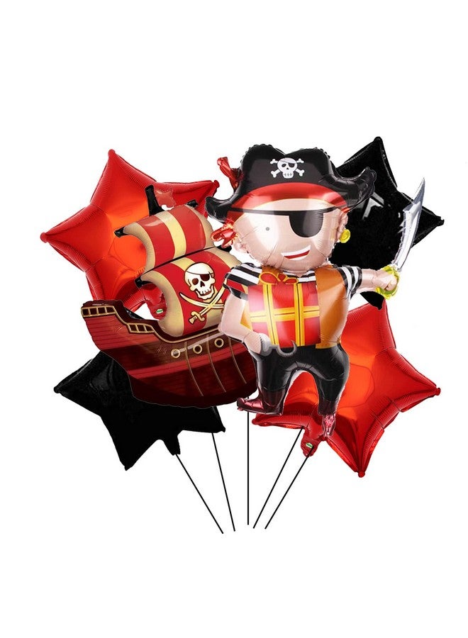 RS 5 Pcs Pirate Ship Foil Mylar Balloons - Pirate & Ocean Birthday Party Supplies - Image 1