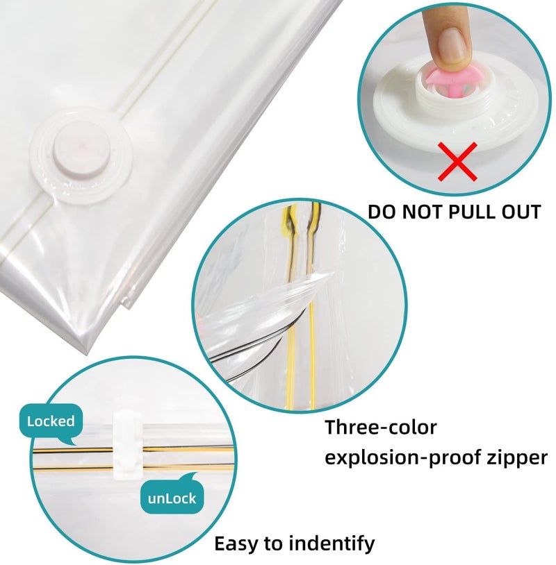 REMICH Reusable Vacuum Storage Space Saver Compression Sealer Bags for Clothes Quilts with Compact Hand Pump for Travel Pack of 4 - Image 3