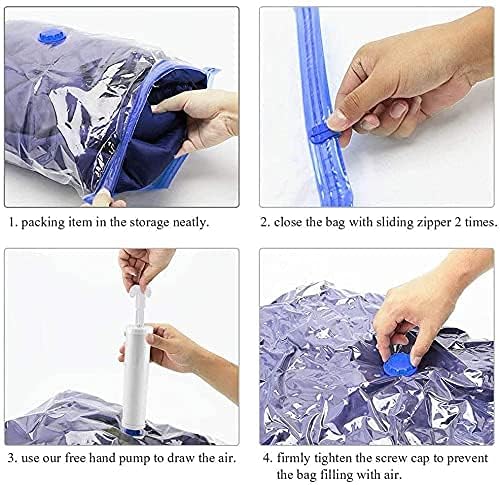 REMICH Reusable Vacuum Storage Space Saver Compression Sealer Bags for Clothes Quilts with Compact Hand Pump for Travel Pack of 4 - Image 5