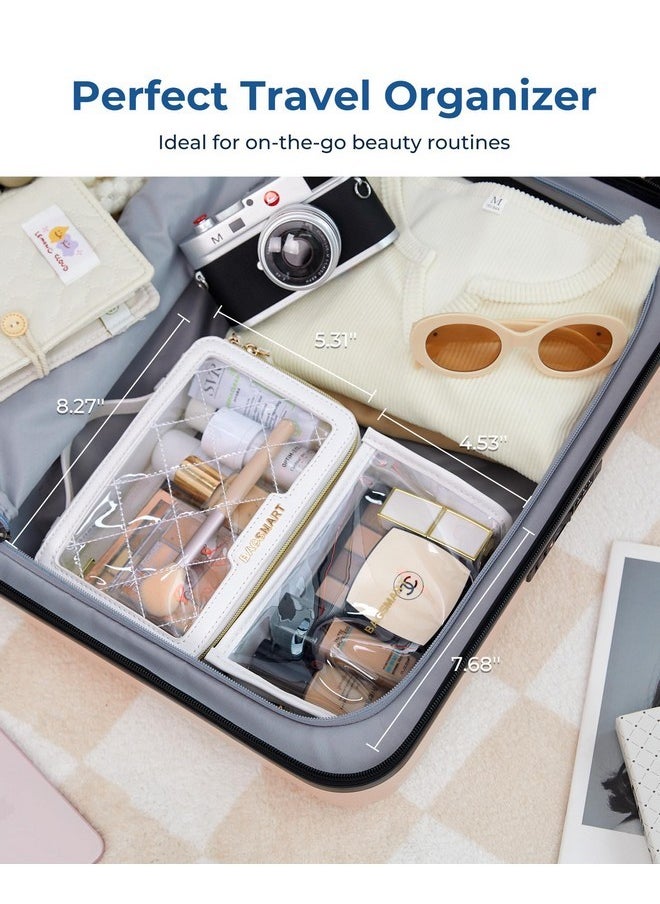 BAGSMART Clear Makeup Bag Set, Tsa Approved Toiletry Bag, Clear Travel Bags For Toiletries, Cosmetic Bags With Zipper, Makeup Organizer Bags Fit Carry-On Travel Essentials, White  - Image 2
