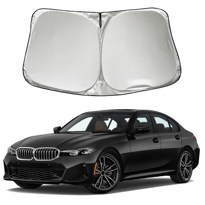 غطاء شمس لزجاج السيارة SZYUCHEN متوافق مع BMW 3 Series 328i 335i 320i 330i 325i F30 F31 M3 E60 E61 2026 2025 2024 2023 2022 2021 2013 ملحقات قابل للطي لحماية زجاج السيارة الأمامي من الشمس